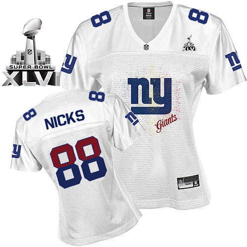 Giants #88 Hakeem Nicks White 2011 Women's Fem Fan Super Bowl XLVI NFL Jersey - Click Image to Close